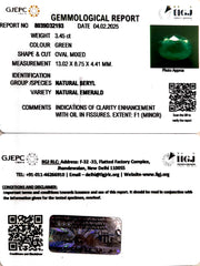 3.45/CT Natural Panna Stone with Govt. Lab Certificate (34410)